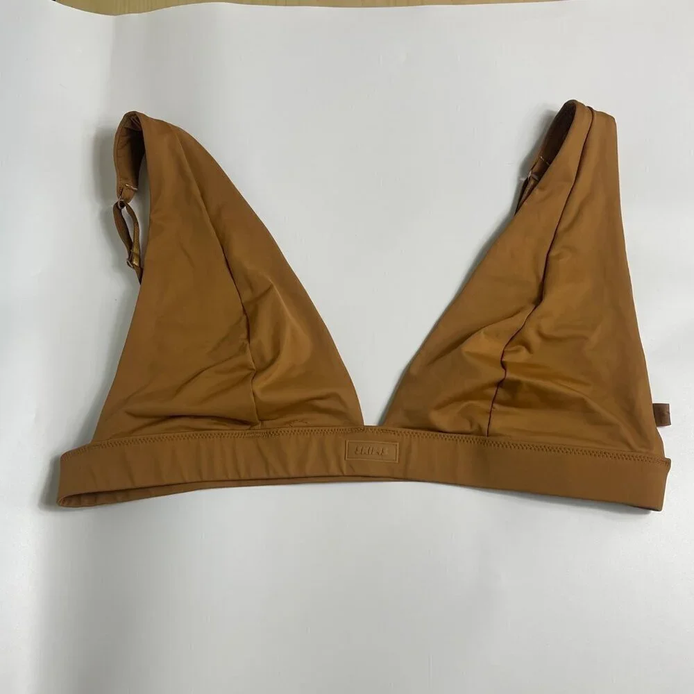 SKIMS Swim Plunge Bikini Top | Almond | Size 4X | New Without Tag